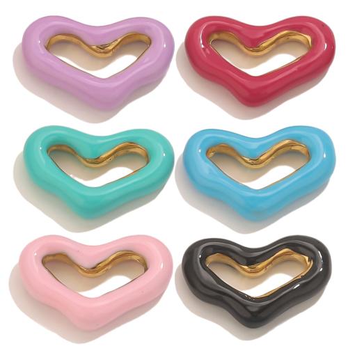 Přívěsky srdce z nerezové oceli, 304 Stainless Steel, 18K pozlacené, DIY & smalt, více barev na výběr, 5PC/Bag, Prodáno By Bag