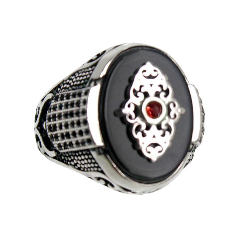 Zinc Alloy Finger Ring with Glass & Acrylic plated embossed & for woman antique silver color Sold By PC
