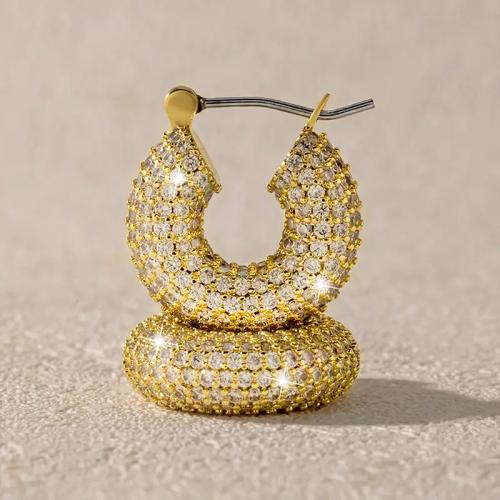 Cubic Zirconia Micro Pave Latão Brinco, cobre, banhado, joias de moda & micro pavimento em zircônia cúbica & para mulher, vendido por par