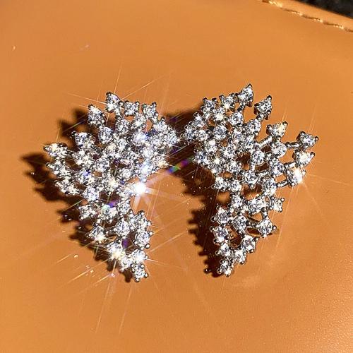 Boucles d'oreilles en laiton zircon cubique pavent, Placage, pavé de micro zircon & pour femme & creux, Vendu par paire