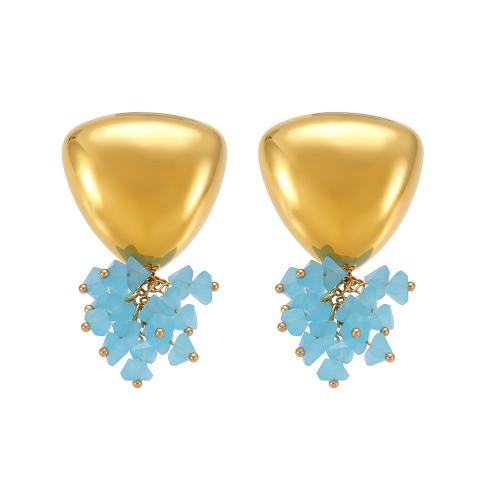 Edelstahl Tropfen Ohrring, 304 Edelstahl, mit Glas, 18K vergoldet, Modeschmuck & verschiedene Stile für Wahl & für Frau, keine, verkauft von Paar