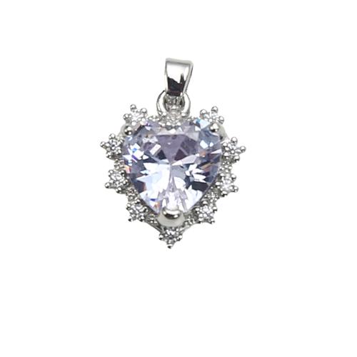 Cubique Pendentif en laiton zircon pavent, coeur, Placage, DIY & pavé de micro zircon, argent, protéger l'environnement, sans nickel, plomb et cadmium, 13.20x5.20x19.39mm, 20PC/sac, Vendu par sac