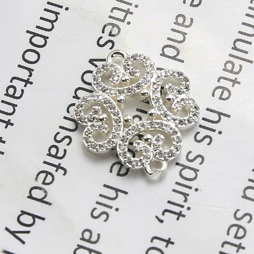 Zircon cubique Micro Pave laiton Connecteur, Placage, DIY & pavé de micro zircon, argent, protéger l'environnement, sans nickel, plomb et cadmium, 16.99x2.63x20.59mm, 20PC/sac, Vendu par sac