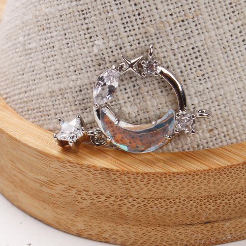 Crystal Hängen, Mässing, med Kristall, plated, DIY & micro bana cubic zirconia & ihålig, gyllene, nickel, bly och kadmium gratis, 20.11x4.06x28.57mm, 20PC/Bag, Säljs av Bag