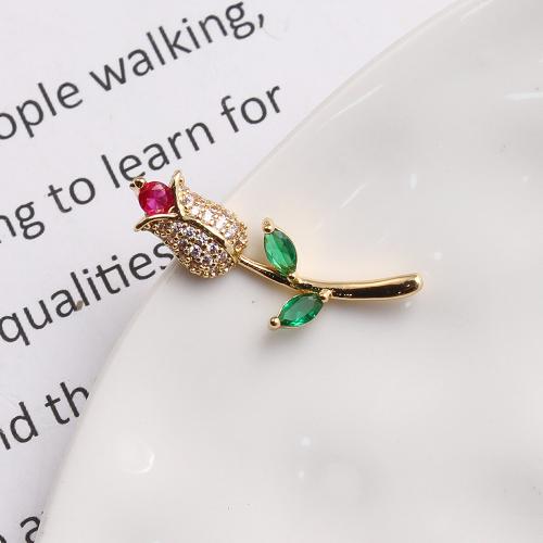 Crystal Hängen, Mässing, med Kristall, Rose, plated, DIY & micro bana cubic zirconia, gyllene, nickel, bly och kadmium gratis, 11.03x6.59x26.75mm, Säljs av Bag