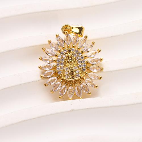 Crystal Hängen, Mässing, med Kristall, Blomma, plated, DIY & micro bana cubic zirconia, gyllene, nickel, bly och kadmium gratis, 19.32x3.15x27.50mm, 20PC/Bag, Säljs av Bag