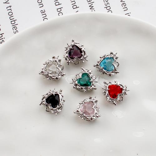 Crystal Hängen, Mässing, med Kristall, Hjärta, plated, DIY & micro bana cubic zirconia, fler färger för val, nickel, bly och kadmium gratis, 12.73x5.60x13.98mm, 20PC/Bag, Säljs av Bag