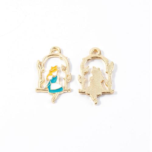 Zinc Alloy Enamel Pendants plated DIY & hollow Sold By Bag