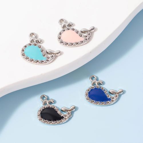 Zink legering emalj hängen, Zink Alloy, Whale, DIY & med strass, fler färger för val, 10PC/Bag, Säljs av Bag