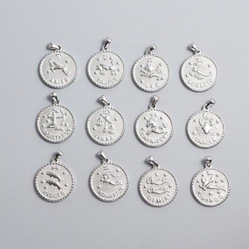 Rostfritt stål Constellation Hänge, 304 rostfritt stål, 12 Tecken på Zodiac, DIY & olika mönster för val, ursprungliga färgen, 25x25x3mm, Säljs av PC