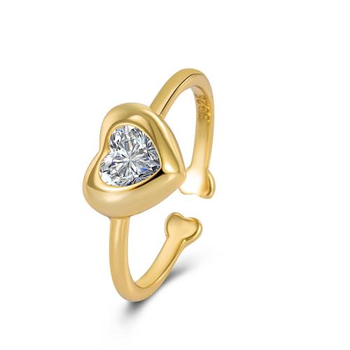 925 Sterling Silver Manžeta prst prsten, Srdce, micro vydláždit kubické zirkony & pro ženy, více barev na výběr, Velikost:6.5, Prodáno By PC