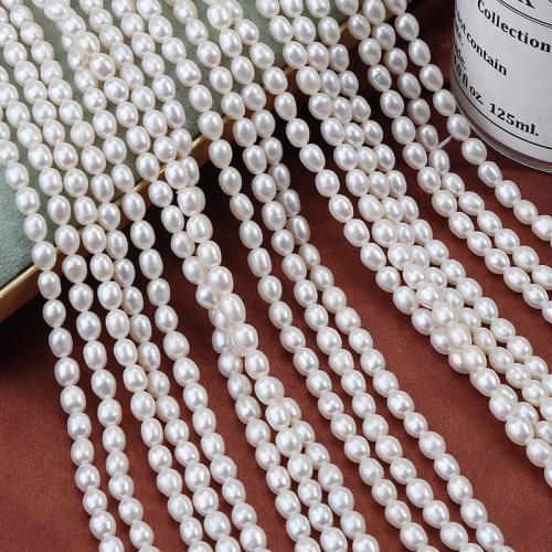 Cultured Rice Freshwater Pearl Beads Potato DIY white 4.5-5mm Length 38 cm Sold By Pair