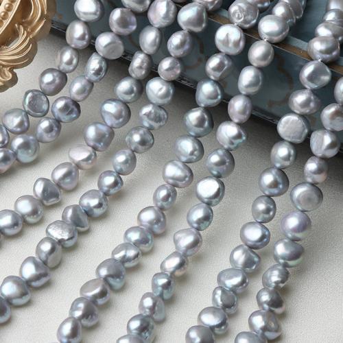 Keshi Cultured Freshwater Pearl Beads Baroque DIY grey 9-10mm Length 38 cm Sold By Pair