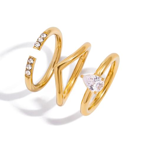 Cubic Zirconia nerezové prst prsten, 304 Stainless Steel, s Cubic Zirconia, á, různé velikosti pro výběr & různé styly pro výběr & pro ženy, Prodáno By PC