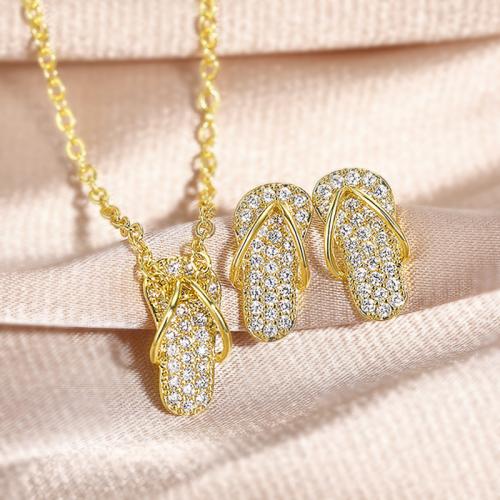 Zircon cubique Micro Pave parures de bijoux en laiton, Pantoufle, Placage, styles différents pour le choix & pavé de micro zircon & pour femme, Vendu par PC