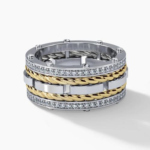 Krychlový Circonia Micro vydláždit mosazný prsten, Mosaz, unisex & různé velikosti pro výběr & micro vydláždit kubické zirkony & dva tón, Prodáno By PC