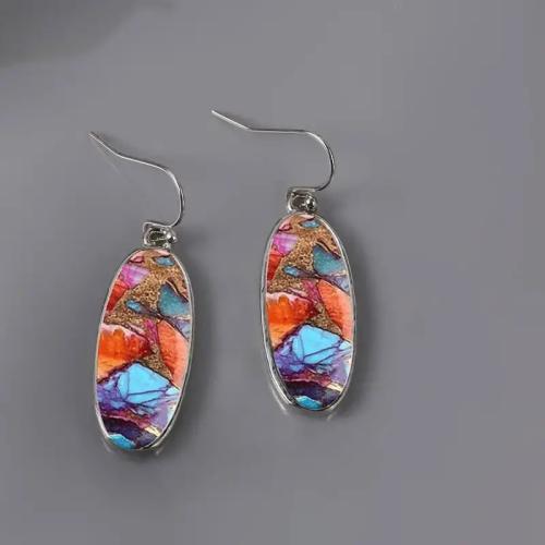 Boucles d'oreilles en alliage de zinc, goutté d'époxy, bijoux de mode & pour femme & décalque, Vendu par paire