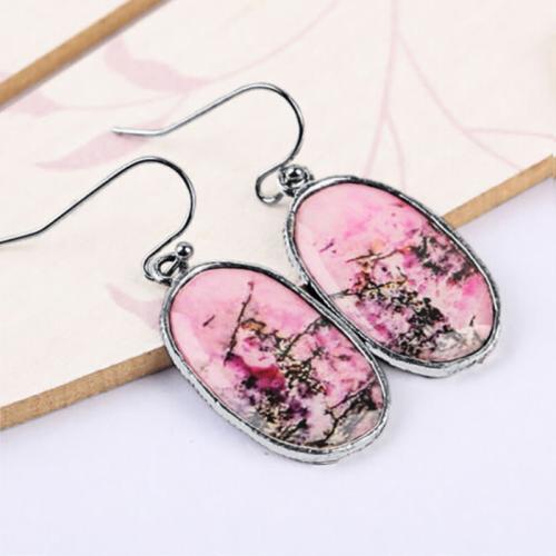 Boucles d'oreilles en alliage de zinc, goutté d'époxy, bijoux de mode & pour femme & décalque, Vendu par paire