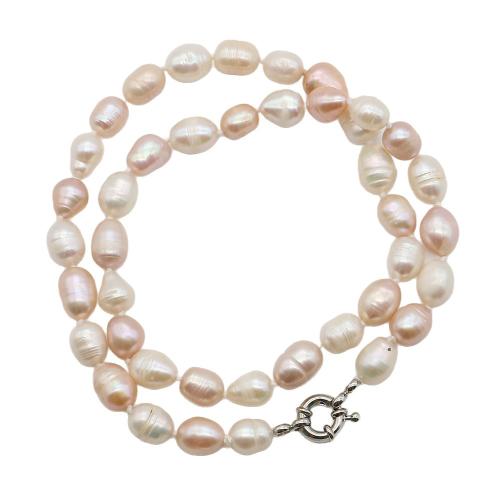 Přírodní Sladkovodní Pearl náhrdelník, s 304 Stainless Steel, Baroko, módní šperky, smíšené barvy, 7-8mm, Délka 44 cm, Prodáno By PC