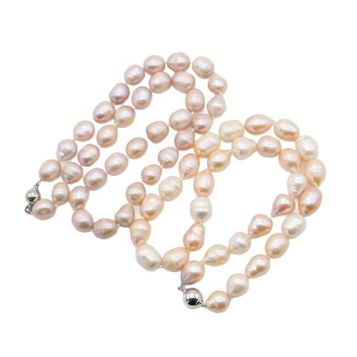 Přírodní Sladkovodní Pearl náhrdelník, s 304 Stainless Steel, Baroko, módní šperky, smíšené barvy, 11-12mm, Prodáno za 44 cm Strand