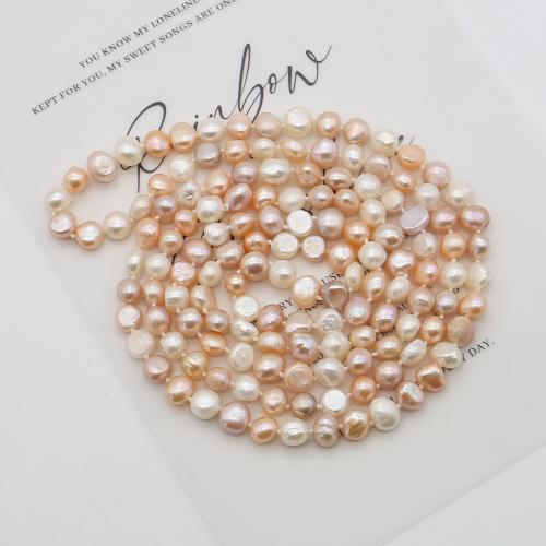 Naturliga sötvatten pärla långt halsband, Freshwater Pearl, Barock, mode smycken, blandade färger, 7-8mm, Såld Per 116 cm Strand