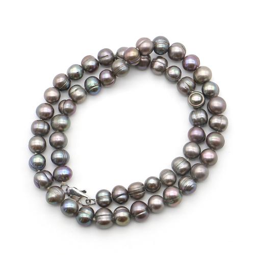 Přírodní Sladkovodní Pearl náhrdelník, s 304 Stainless Steel, Baroko, módní šperky, smíšené barvy, 7-8mm, Prodáno za 40 cm Strand