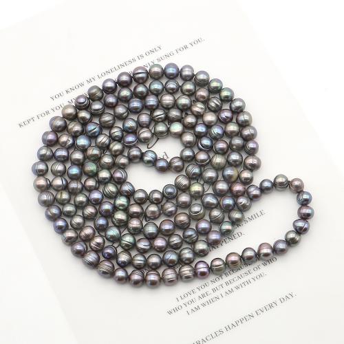 Naturliga sötvatten pärla långt halsband, Freshwater Pearl, Rund, mode smycken, blandade färger, 7-8mm, Såld Per 122 cm Strand