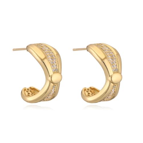 Boucles d'oreilles en laiton zircon cubique pavent, Plaqué or 18K, styles différents pour le choix & pavé de micro zircon & pour femme, doré, Vendu par paire