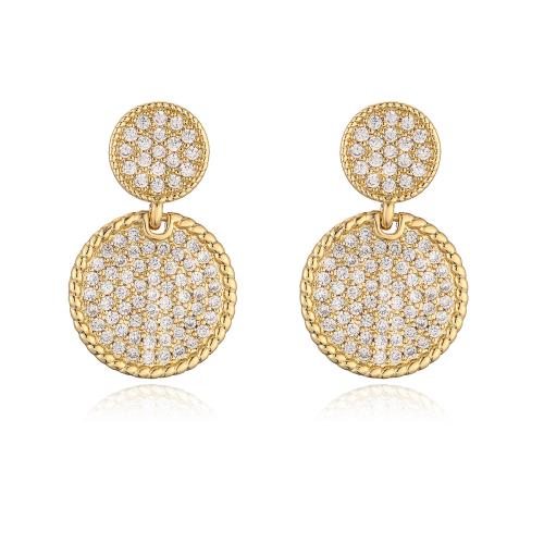 Boucles d'oreilles en laiton zircon cubique pavent, Plaqué or 18K, styles différents pour le choix & pavé de micro zircon & pour femme, doré, Vendu par paire