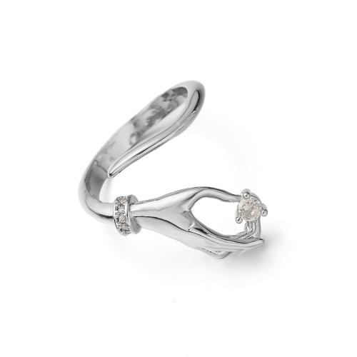 Krychlový Circonia Micro vydláždit mosazný prsten, Mosaz, Ruka, módní šperky & micro vydláždit kubické zirkony & pro ženy, stříbro, Prodáno By PC