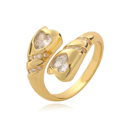 Krychlový Circonia Micro vydláždit mosazný prsten, Mosaz, 18K pozlacené, různé styly pro výběr & micro vydláždit kubické zirkony & pro ženy, zlatý, Prodáno By PC