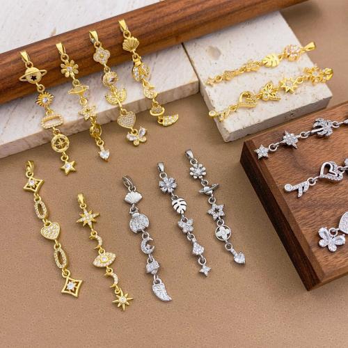 Cubique Pendentif en laiton zircon pavent, Placage, DIY & pavé de micro zircon, plus de couleurs à choisir, protéger l'environnement, sans nickel, plomb et cadmium, 50x10x4.50mm, Vendu par PC