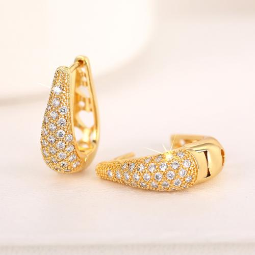 Boucles d'oreilles en laiton zircon cubique pavent, Placage, bijoux de mode & pavé de micro zircon & pour femme, plus de couleurs à choisir, Vendu par paire