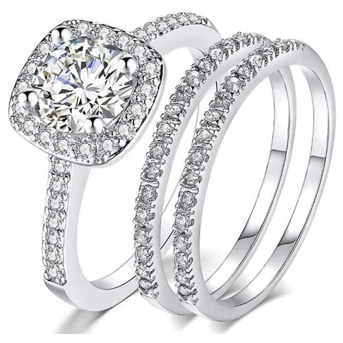 Krychlový Circonia Micro vydláždit mosazný prsten, Mosaz, tři kusy & různé velikosti pro výběr & micro vydláždit kubické zirkony & pro ženy, Prodáno By nastavit