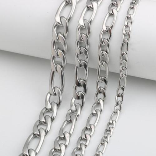 Kantkedja i rostfritt stål, 304 rostfritt stål, DIY & olika storlek för val, ursprungliga färgen, Säljs av m