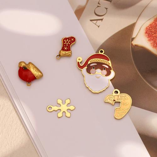 Nerezová ocel Šperky Přívěsky, 304 Stainless Steel, 18K pozlacené, Vánoční design & DIY & různé styly pro výběr & smalt, Prodáno By PC