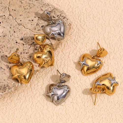 Edelstahl Tropfen Ohrring, 304 Edelstahl, Herz, plattiert, Modeschmuck & für Frau, keine, verkauft von Paar