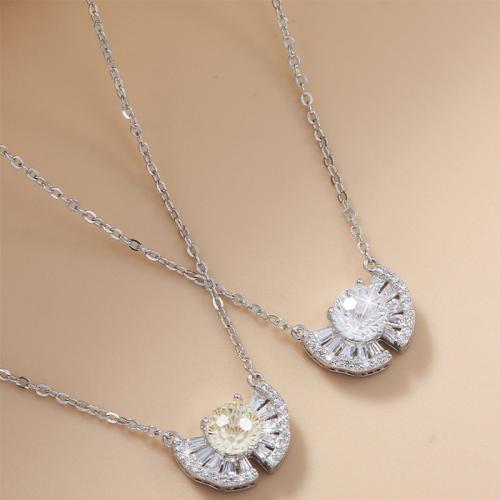 laiton collier, avec 1.6inch chaînes de rallonge, Jupe, Placage, pavé de micro zircon & pour femme, plus de couleurs à choisir, Longueur Environ 15.4 pouce, Vendu par PC