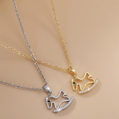 laiton collier, avec 1.6inch chaînes de rallonge, cheval à bascule, Placage, chaîne ovale & pavé de micro zircon & pour femme & creux, plus de couleurs à choisir, Longueur Environ 15.4 pouce, Vendu par PC