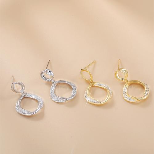 laiton Boucle d'oreille goutte, beignet, Placage, pavé de micro zircon & pour femme, plus de couleurs à choisir, Vendu par paire