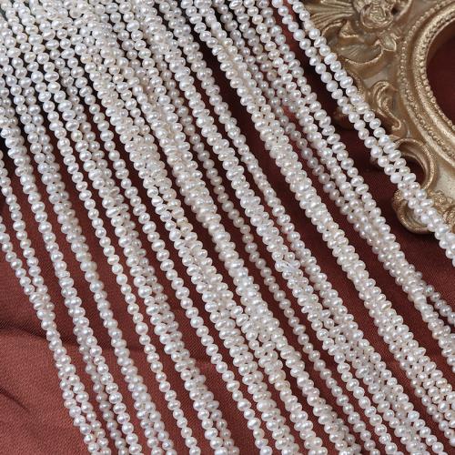 Naturliga sötvattenspärla lösa pärlor, Freshwater Pearl, Något rund, DIY, vit, 2-2.5mm, Såld Per 36 cm Strand