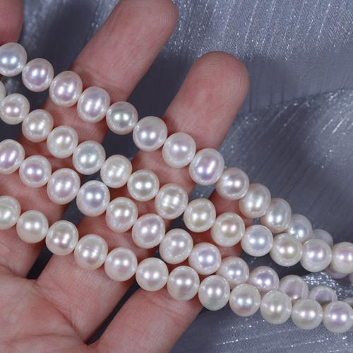 Brambor pěstované sladkovodní perle, Sladkovodní Pearl, DIY, bílý, 7mm, Délka 37 cm, Prodáno By PC
