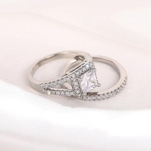 Krychlový Circonia Micro vydláždit mosazný prsten, Mosaz, 2 kusy & různé velikosti pro výběr & micro vydláždit kubické zirkony & pro ženy & dutý, více barev na výběr, Prodáno By nastavit