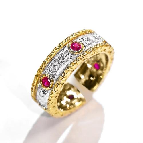 Krychlový Circonia Micro vydláždit mosazný prsten, Mosaz, různé velikosti pro výběr & micro vydláždit kubické zirkony & pro ženy & dva tón, Prodáno By PC