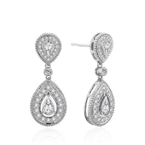 Boucles d'oreilles en laiton zircon cubique pavent, larme, Placage, bijoux de mode & pavé de micro zircon & pour femme, plus de couleurs à choisir, Vendu par paire