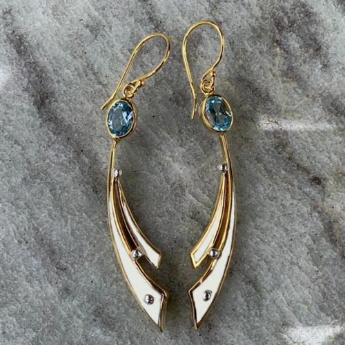 Boucles d'oreilles en alliage de zinc, avec cristal, Placage, pour femme & émail & creux, Vendu par paire