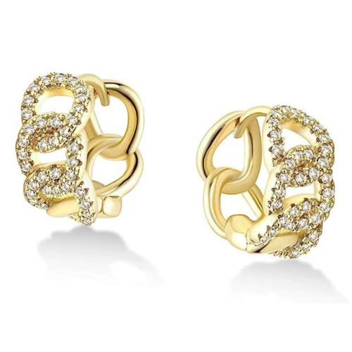 Boucles d'oreilles en laiton zircon cubique pavent, Placage, pavé de micro zircon & pour femme & creux, Vendu par paire