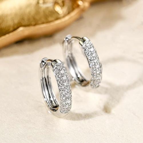 Boucles d'oreilles en laiton zircon cubique pavent, Placage, bijoux de mode & pavé de micro zircon & pour femme, Vendu par paire