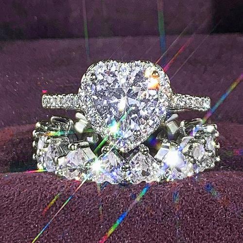 Krychlový Circonia Micro vydláždit mosazný prsten, Mosaz, 2 kusy & různé velikosti pro výběr & micro vydláždit kubické zirkony & pro ženy, Prodáno By nastavit