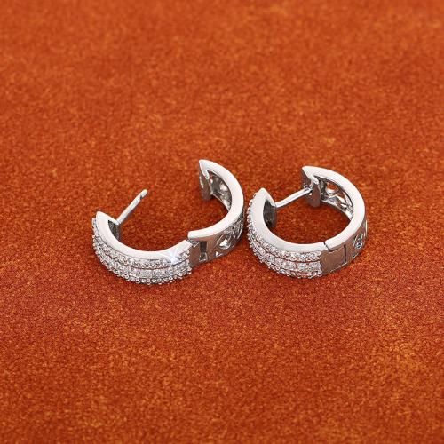 Boucles d'oreilles en laiton zircon cubique pavent, Placage, bijoux de mode & pavé de micro zircon & pour femme, Vendu par paire